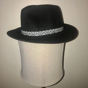 Black Hat with Patterned Trim, never worn!